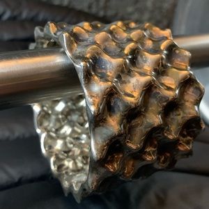 Two-Tone Oxidized Folded 925 Sterling Silver Electroform Bracelet made in ISREAL